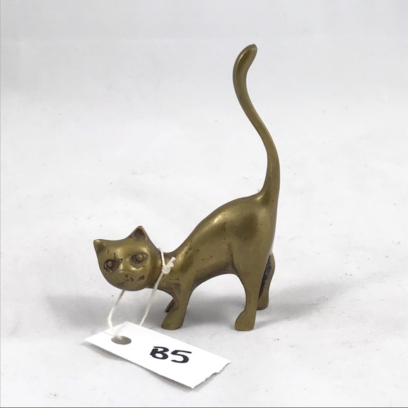 Vintage MidCentury Modern Brass Cat Ring Holder B5 - Picture 5 of 10
